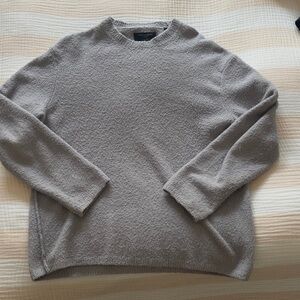 All Saints Men's Textured Gray Crewneck Sweater - Oversize Medium